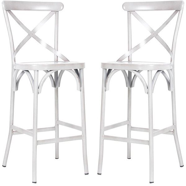 Cayuga Vintage White Aluminium Stackable Bar Chair in Pair