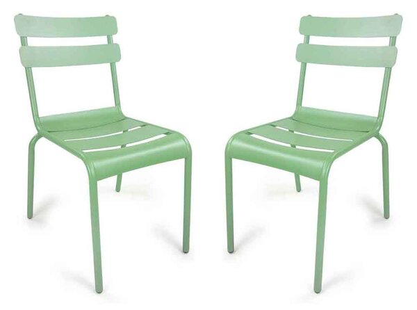 Amarillo Garden Olive Green Aluminium Side Chair in Pair
