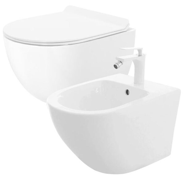 Set toilet bowl WC + Bidet CARTER White