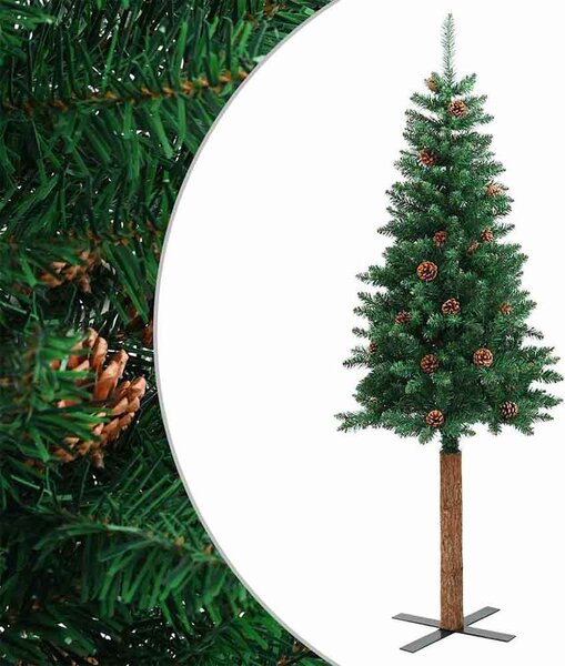 Aurelia 180cm PVC Christmas Tree With Real Wood and Cones - Green