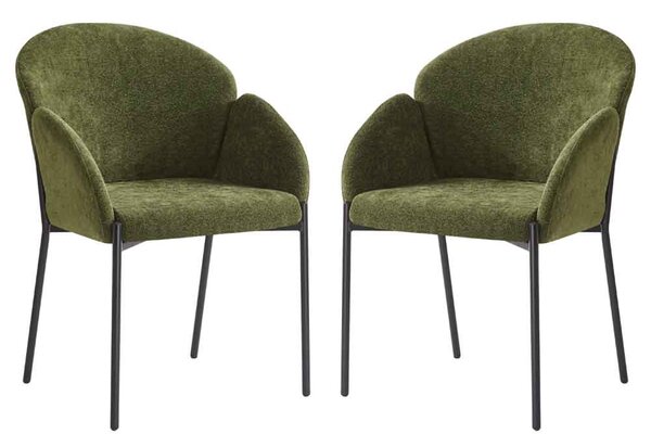 Pasadena Fabric Dining Chair In Pair - Olive