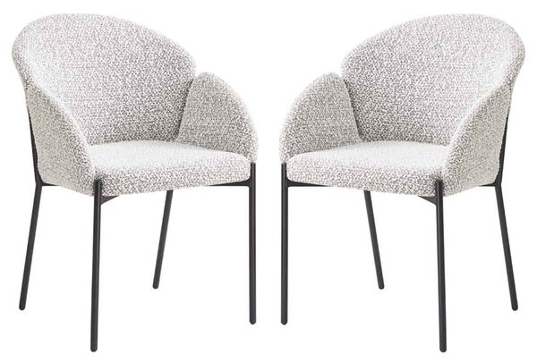 Pasadena Fabric Dining Chair In Pair - Ivory/Taupe