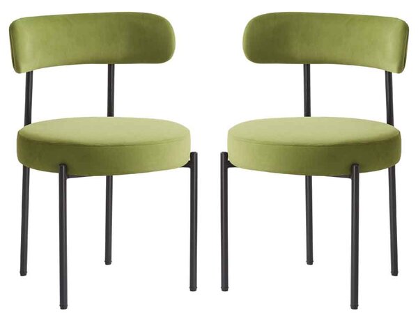Fishers Valvet Dining Chair In Pair - Olive