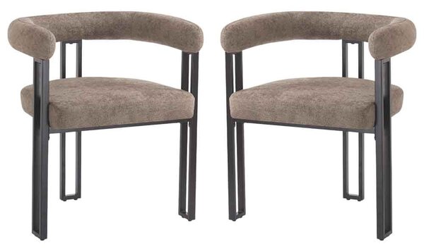 Bruges Fabric Dining Chair In Pair - Taupe