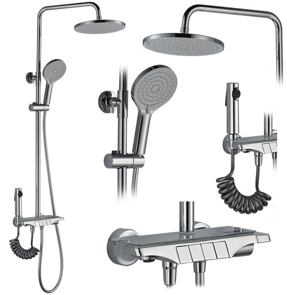 Shower set with thermostatic mixer REA Savio Chrome