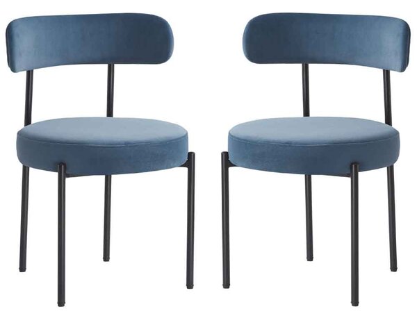 Fishers Fabric Dining Chair In Pair - Blue