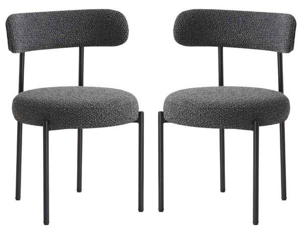 Fishers Fabric Dining Chair In Pair - Charcoal