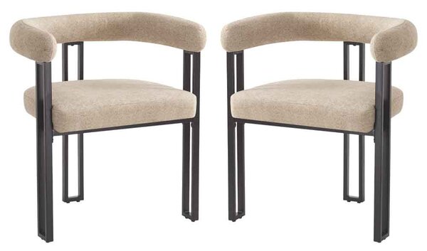 Bruges Fabric Dining Chair In Pair - Oatmeal