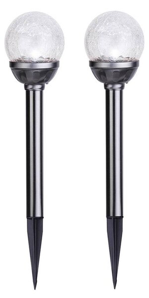LED solar rods with globes, set of 2
