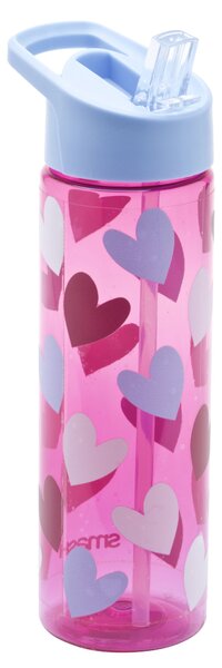 Smash Pink Heart Printed Drinks Bottle, 700ml Pink