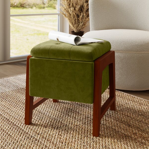 Annie Olive Velvet Footstool Olive