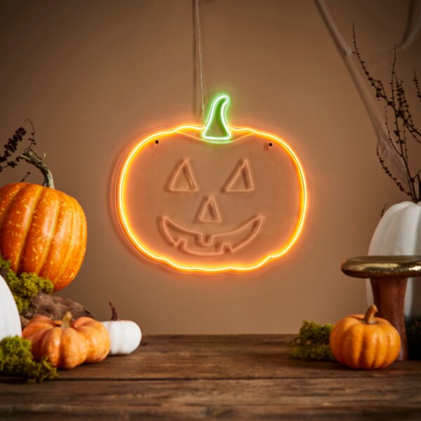 Halloween Pumpkin Neon Wall Light Orange