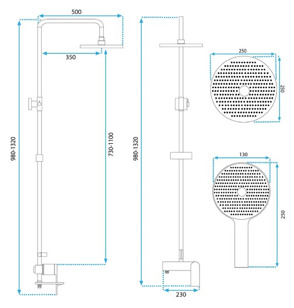 Shower set REA AVALON GOLD BRUSH