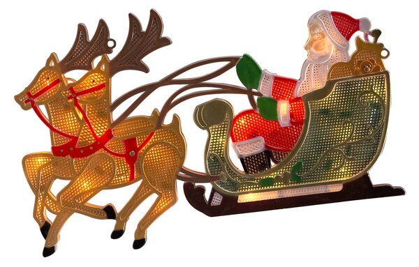 Reindeer with Santa Claus - LED window picture