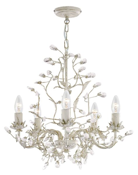 Almandite chandelier 5-bulb, cream gold