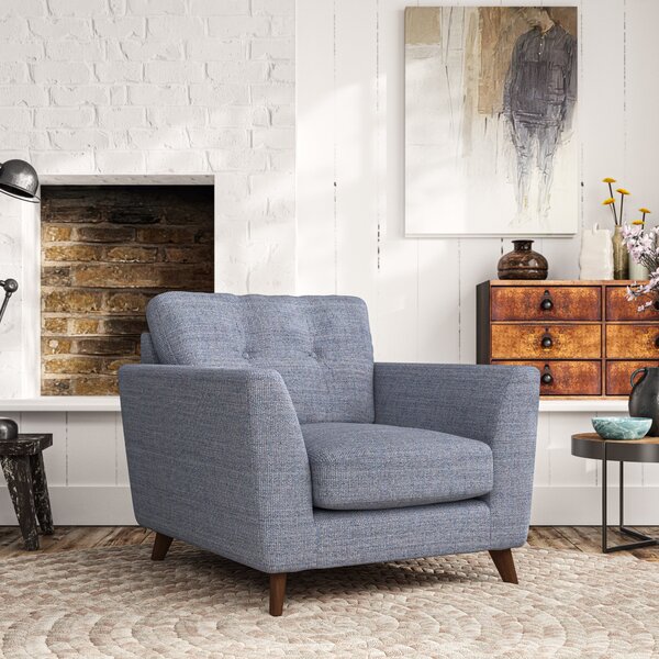 Peyton Armchair Chunky Tonal Weave Navy