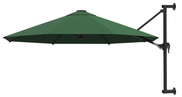 Wall-Mounted Garden Parasol with Metal Pole 300 cm Green