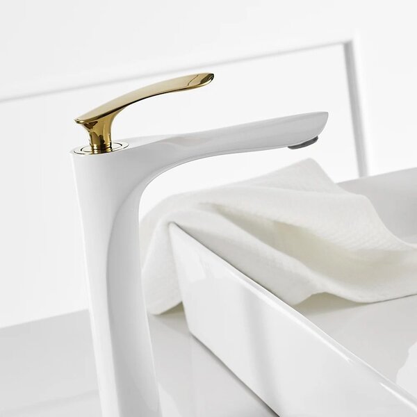 Bathroom faucet Rea Orbit White Gold High