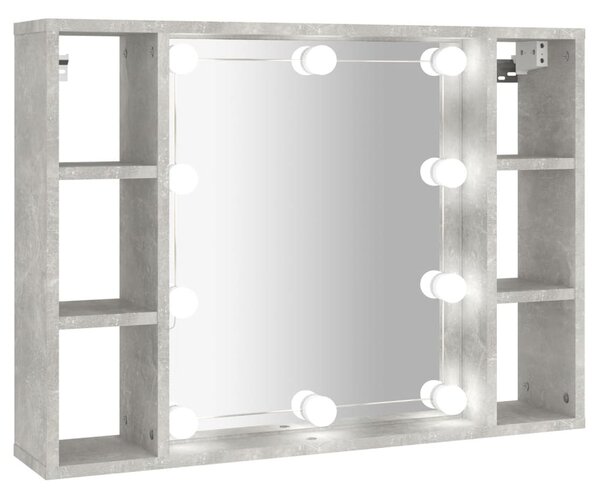 Mirror Cabinet with LED Concrete Grey 76x15x55 cm