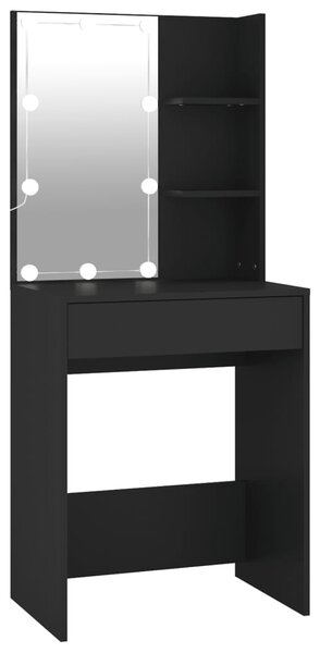 Dressing Table with LED Black 60x40x140 cm