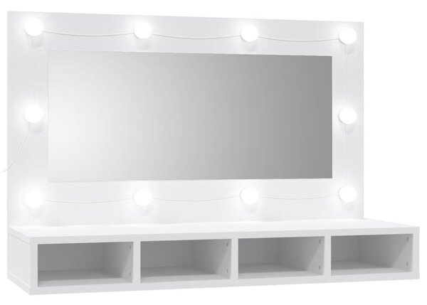 Mirror Cabinet with LED White 90x31.5x62 cm