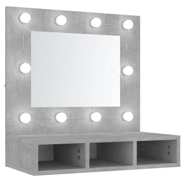 Mirror Cabinet with LED Concrete Grey 60x31.5x62 cm