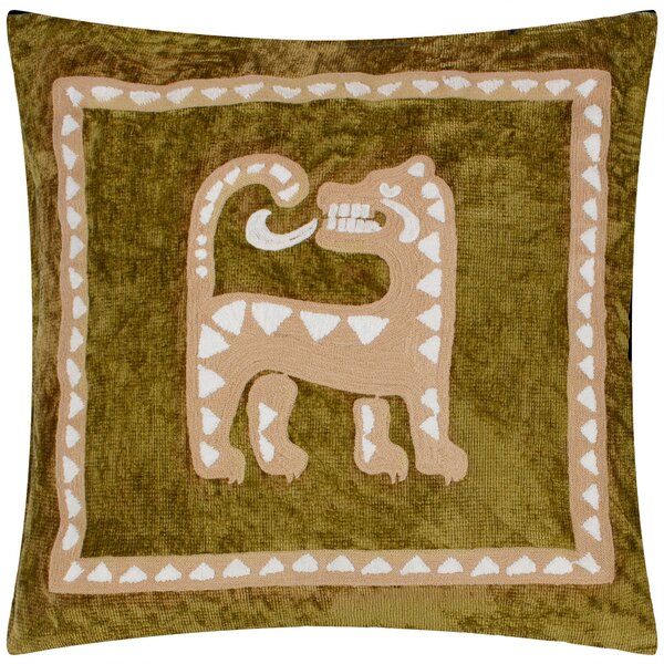 Dynasty Tiger Square Cushion Green