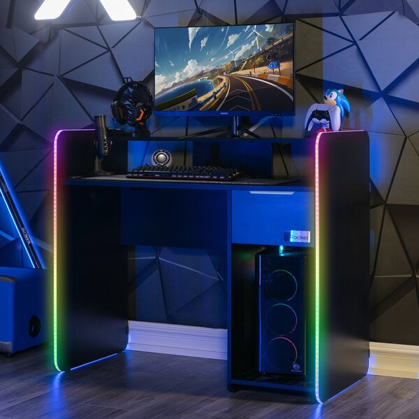 Electra Desk with Wirelesss Charging and LED Lights Black