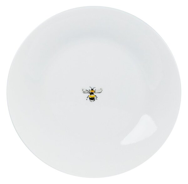 Bee Porcelain Side Plate White, Yellow and Black