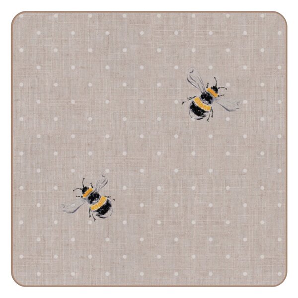 Set of 4 Bee Coasters Yellow, Black and White