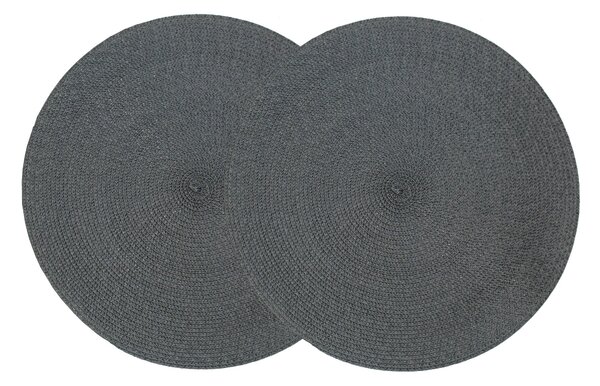 Set of 2 Woven Round Placemats Grey