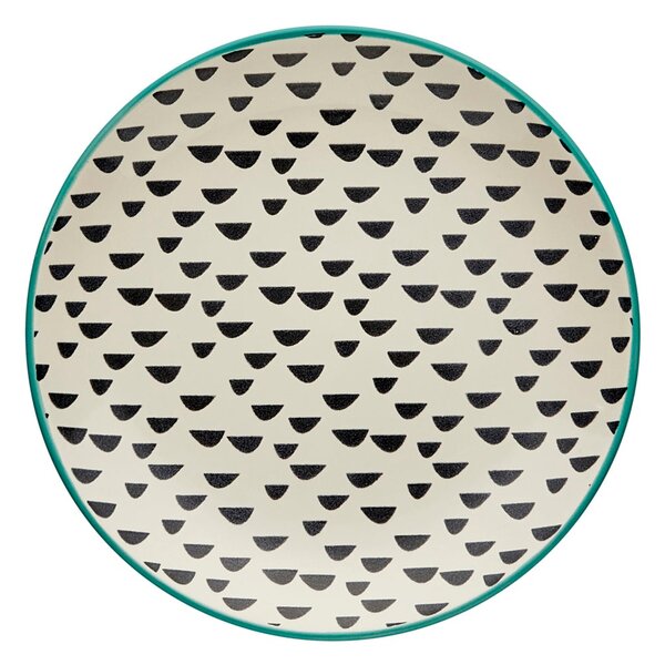 Global Teal Stoneware Side Plate Green, White and Black