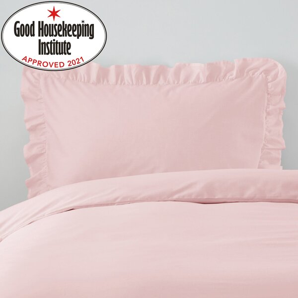 Non Iron Plain Dye Dusky Pink Frilled Pillowcase Dusty Pink