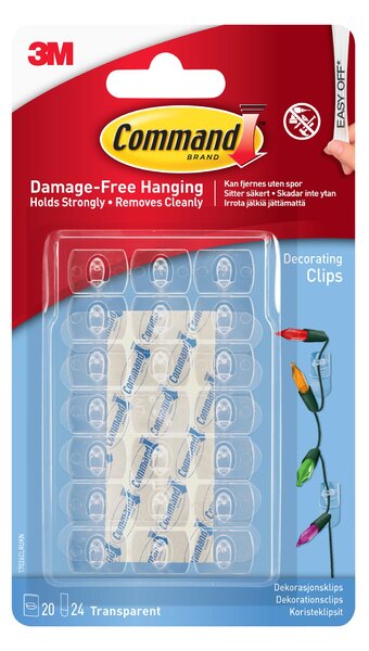 Pack of 20 Command Clips and Strips Clear
