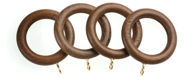 Universal Pack of 4 35mm Wooden Curtain Rings Brown