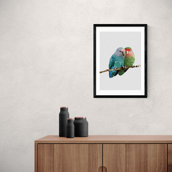 East End Prints Two Love Birds Print Blue/Green/Red
