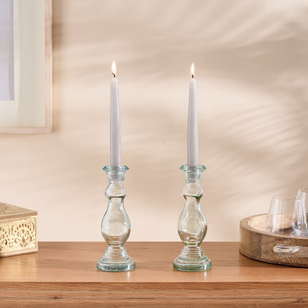 Pack of 2 Grey Tapered Candles Grey