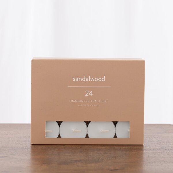 Pack of 24 Sandalwood Tealights White