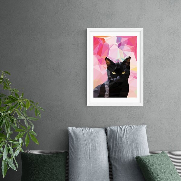 East End Prints Black Cat Print Pink/Purple/Black