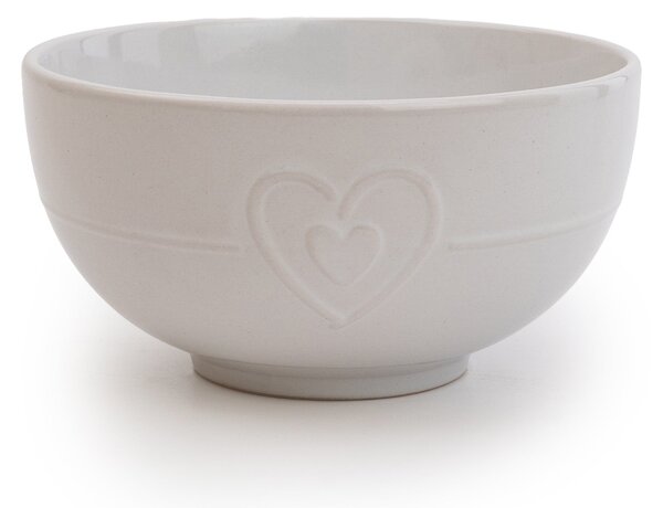 Hearts Stoneware Bowl White