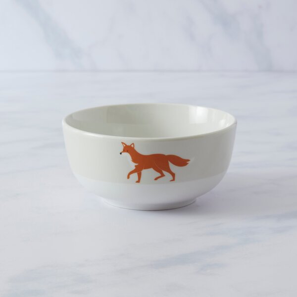 Fergus Fox Porcelain Cereal Bowl White/Brown