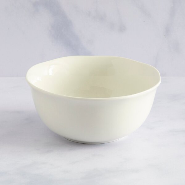 Scalloped Edge Porcelain Cereal Bowl White