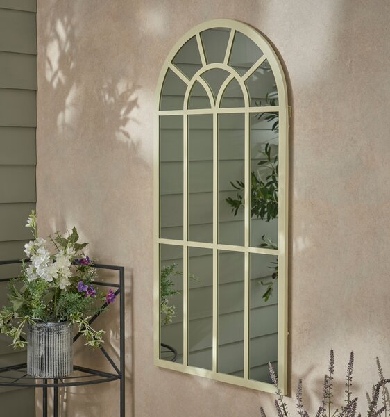 Indoor Outdoor Cream Country Window Mirror 90cm x 45cm Cream