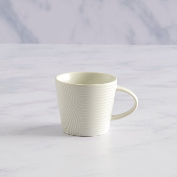White Embossed Curve Espresso Mug Charcoal
