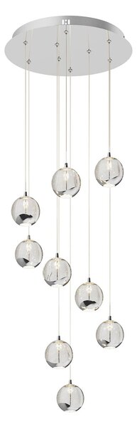 Lucande Hayley LED hanging lamp, 9-bulb, chrome