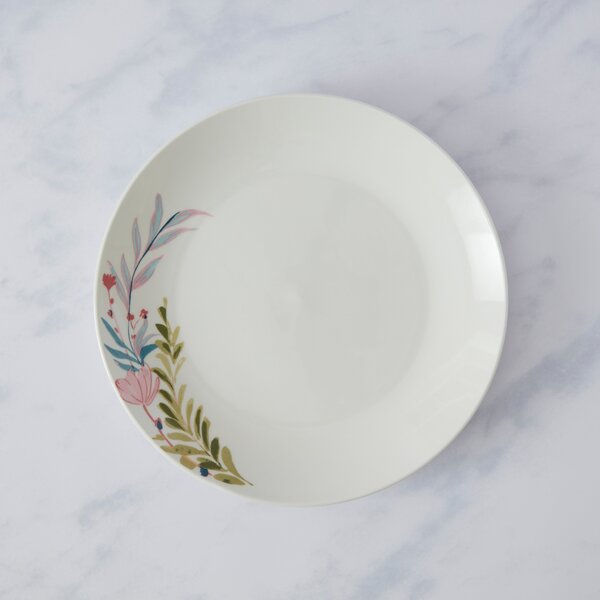 Floral Porcelain Dinner Plate White/Green
