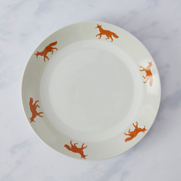 Fergus Fox Porcelain Dinner Plate White/Brown