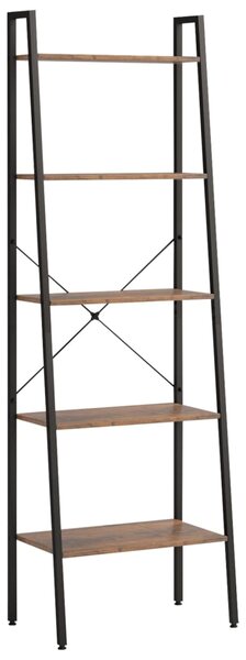 5-Tier Standing Shelf Dark Brown and Black 56x35x174 cm