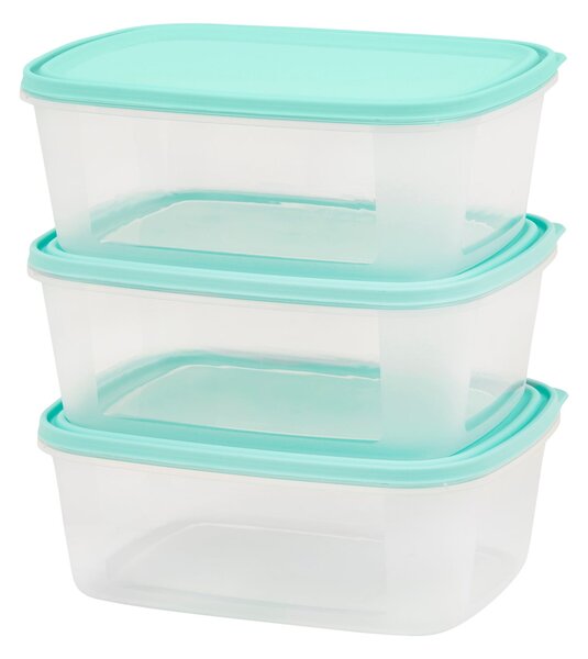 Set of 3 2L Food Storage Boxes Clear/Blue