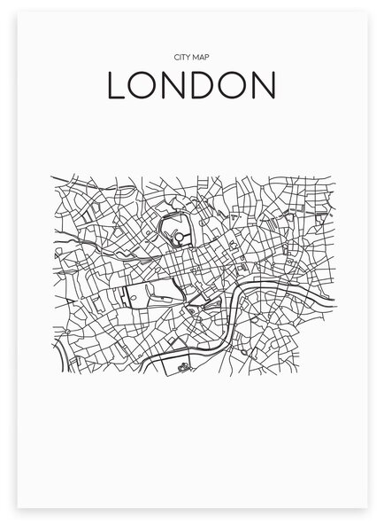 City Map London Print Black and white